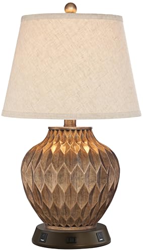 Buckhead 22" High Table Lamp Brown USB Workstation Base Warm Bronze Urn