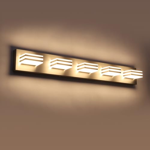 LED Wall Brushed Nickel Vanity Lights for Bathroom Light Fixtures 30W Adjust 3 Colors Modern Bath Lighing Over Mirror LED Vanity Light