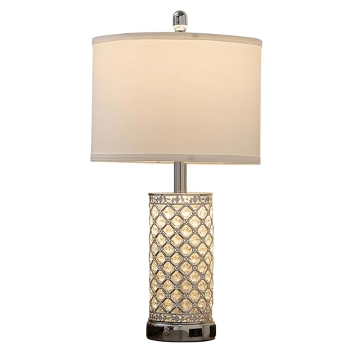 24in Crystal Table Lamp Bedroom Lamps for Night Stand Bedside