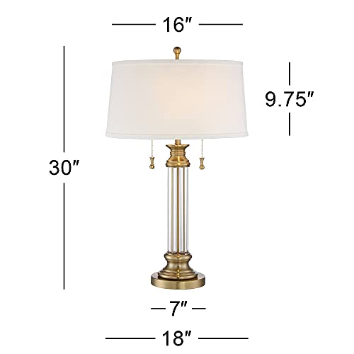 Rolland 30" Large Table Lamp Brass Glass Antique Column Traditional