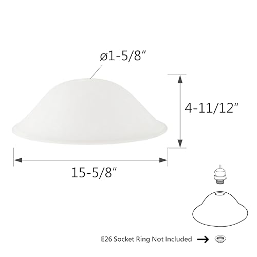23118-01, Frosted Replacement Glass Shade for Medium Base Socket Torchiere Lamp, Swag Lamp and Pendant, 1-5/8" Fitter Size x 15-5/8" Diameter x 5" Height