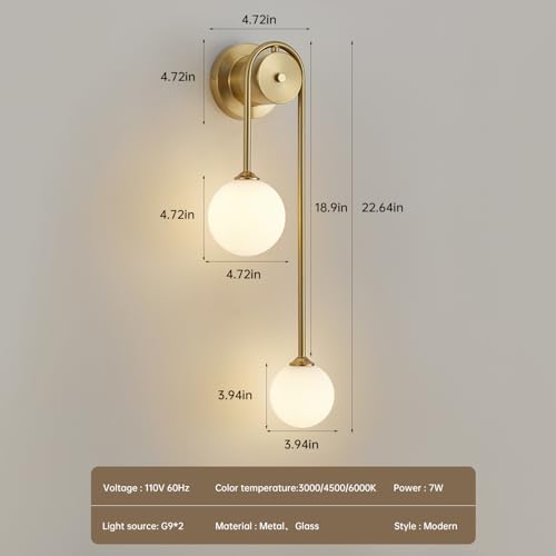Golden Wall lamp Double Ball