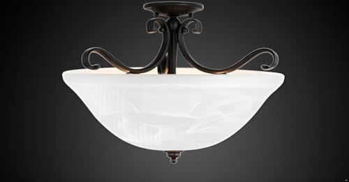 25002-65-1 Replacement Alabaster Glass shade for Flush Mount or Semi-Flush Mount, 1/2" Center Hole, 11-1/2" Diameter x 4" Height