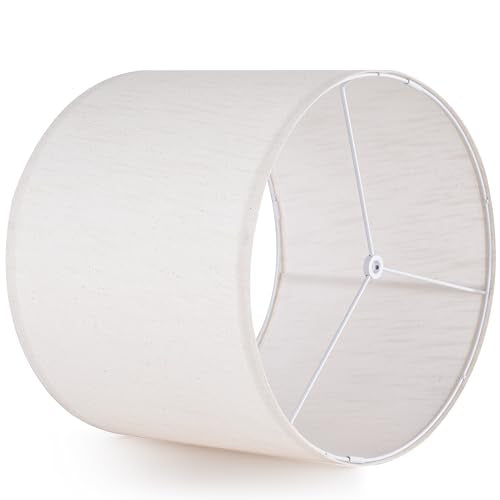 Beige Bamboo Knot Linen Textured Lamp Shades Set of 2 Large Drum Lamp Shade 16``Top x 16``Bottom x 12``High (2 Count)
