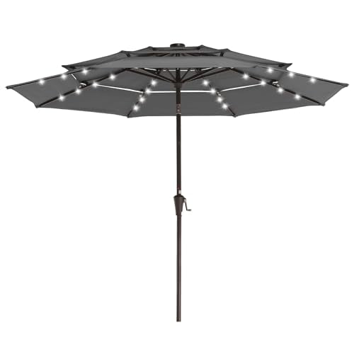 9 ft 3 Tier Outdoor LED Lighted Patio Umbrella w