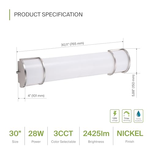LED 30" Vanity Flush Mount Light Fixture