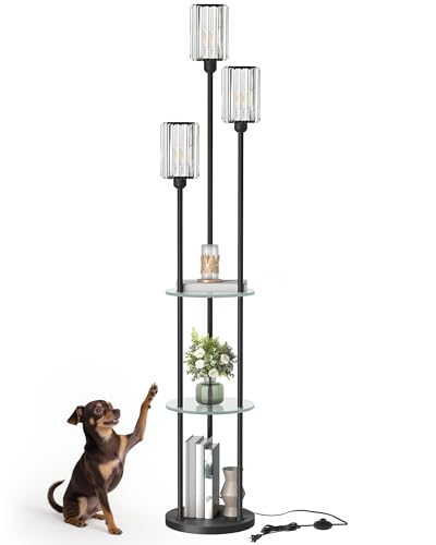 Black Floor Lamp with Shelves