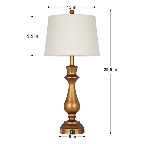 Retro Gold Table Lamps Set of 2 for Living Room (2 Count)