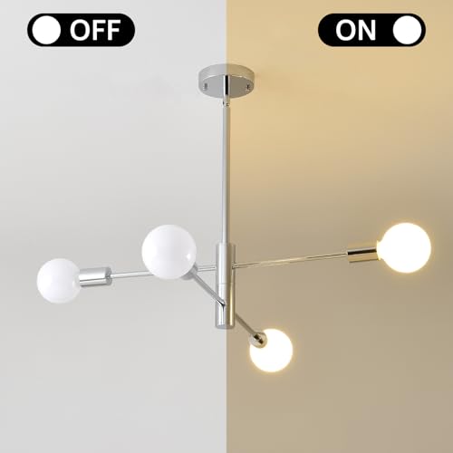 Modern Sputnik Lighting Fixture 4 Bulbs Chrome Ceiling Light Fixture