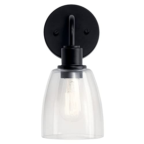 Meller 11 Inch 1 Light Wall Sconce with Clear Glass in Black