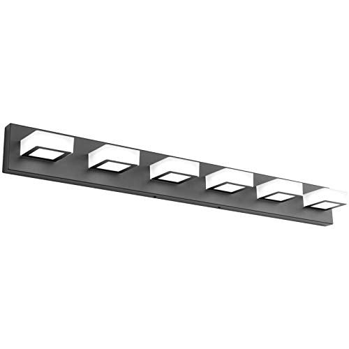 Modern Black Vanity Lights Fixtures 6 Lights Acrylic Modern LED Matte Black Vanity Lights for Bathroom