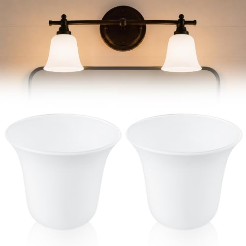 4 Pcs White Frosted Bell Shaped Glass Lamp Shade Replacement (4 Count)
