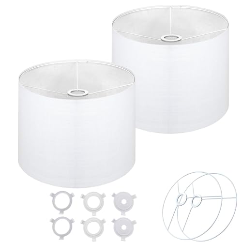 drum Fabric White lamp shades Set of 2 for table lamps