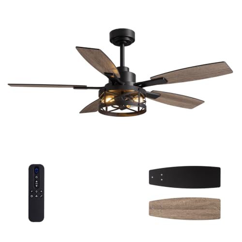 52 Inch Ceiling Fan with Light and Remote Control (Black / 52 Inch)