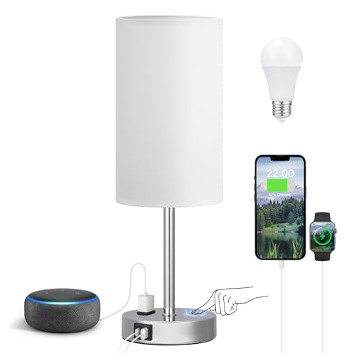 17.4" White Lamp for Bedroom