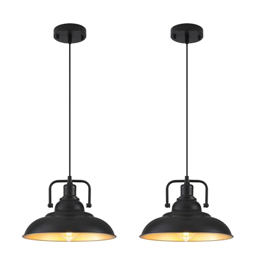 Black and Gold Pendant Light 12.5 inches 2 Packs (2 Count)