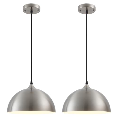 Brushed Nickel Industrial Pendant Light 11.8inches 2 Packs (2 Count)