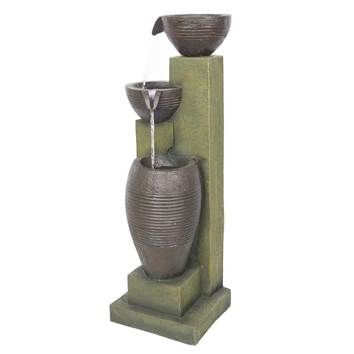 32" Tall 3 Tier Basins Water Fountain with LED Lights