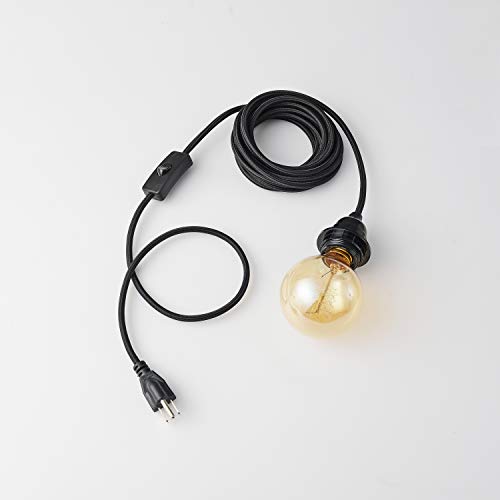 Black Plug in Swag Pendant Light Fixture