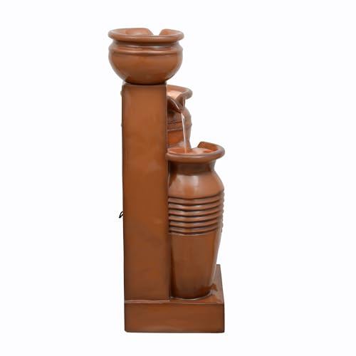 28.7" 4 Tier Cascading Bowl Solar Powered Water Fountain for Outdoor Living Spaces