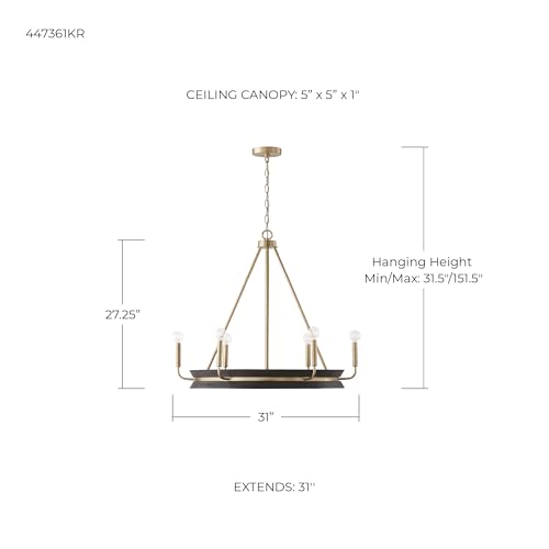 Capital Lighting 447361KR Finn Modern Farmhouse Handcrafted Mango Wood Round Chandelier