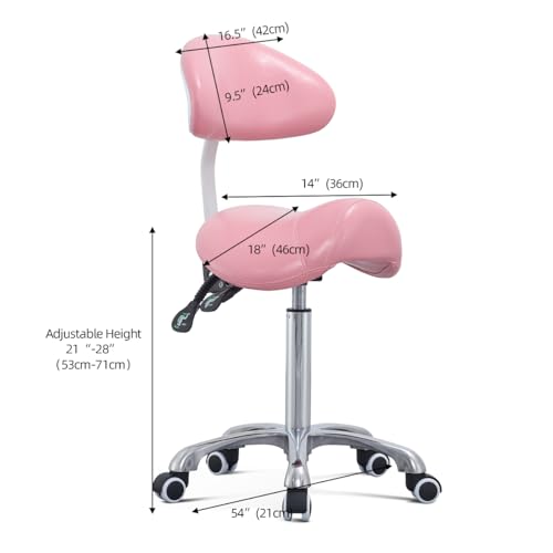Saddle Stool Rolling Chair with Back Support