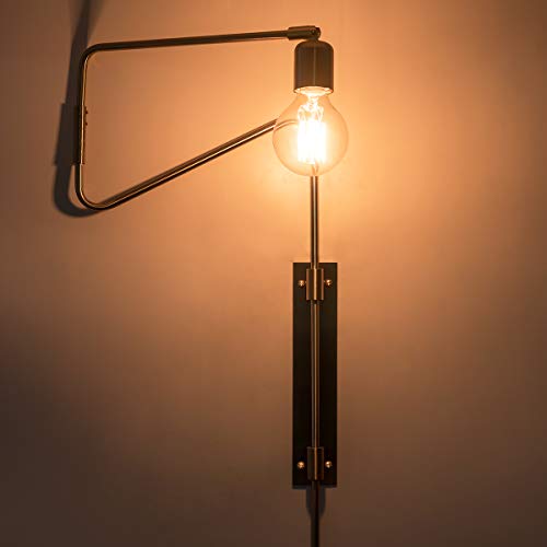 Industrial Brass Plug in Swing Arm Wall Sconces