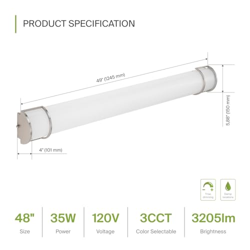 LED 48" Vanity Flush Mount Light Fixture (2 Count)