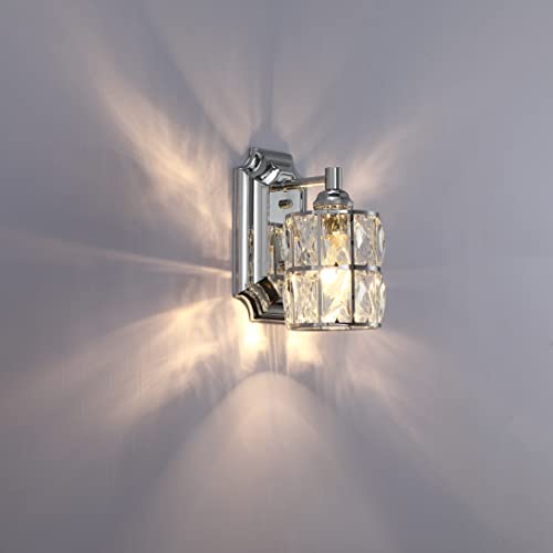 Crystal Wall Sconce Chrome Dry&Wet Dual Use 1 Light 2 Pack UL Certified (2 Count)
