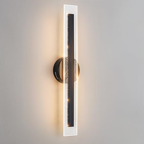 Modern Black Wall Scones Hardwired Wall Lamps LED Dimmable Wall Lighting for Living Room Bedroom Bathroom Stairs Hallway 22.8In