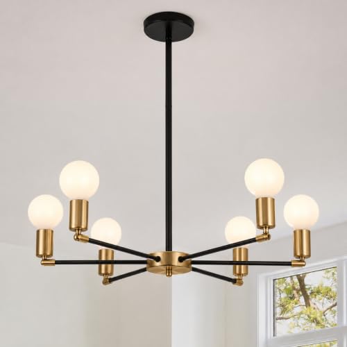 Black and Gold Chandelier (Black/Gold / 6-Light)