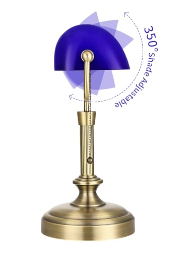 Traditional Banker's Desk Lamp with Glass Shade