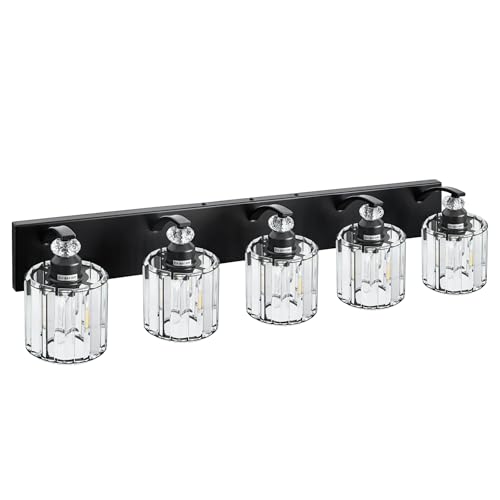 5 Light Black Bathroom Light Fixture Modern Vanity Lights Over Mirror Vintage Wall Sconce Lighting for Bathroom