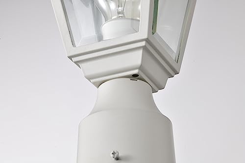 60/546, Outdoor Outdoor Post Lantern Light Fixture, White, Clear Glass