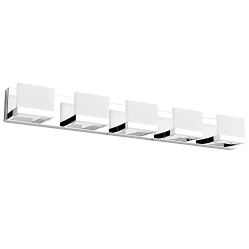 5 Lights Modern Chrome Vanity Light for Bathroom Wall Light Up and Down LED Bathroom Light Fixtures Over Mirror (120 Count)