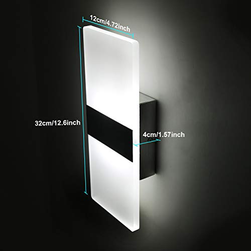 12W Dimmable Modern Up Down Acrylic LED Wall Sconce Cool White