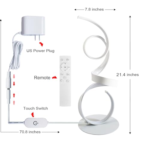 20W 2700LM 3 Colors Dimmable LED Art Table Lamp 21.4 Inch with Touch Switch for Living Room