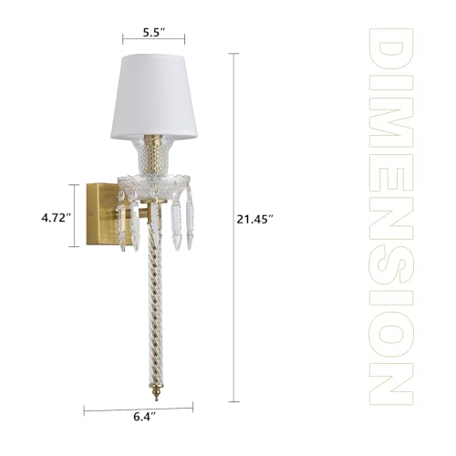 Modern Crystal Wall Sconce with Linen Shade