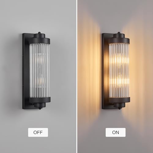 Black Wall Sconces with Crystal Glass Strip Bathroom Sconces Modern Wall Lights for Bedroom Living Room Hallway Wall Light Fixtures