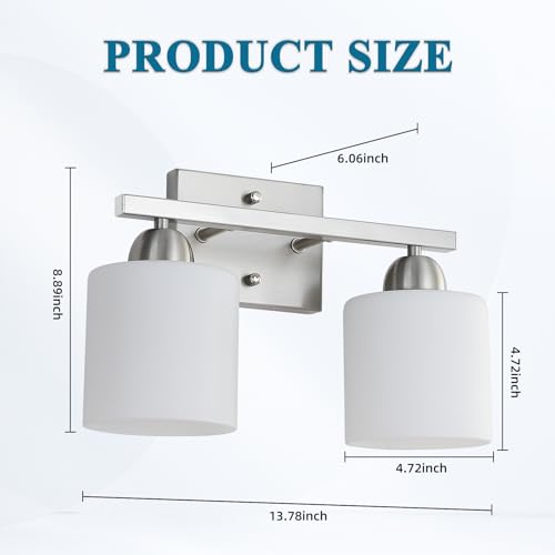 Stainless Steel Milk Glass Vanity Lights for Bathroom