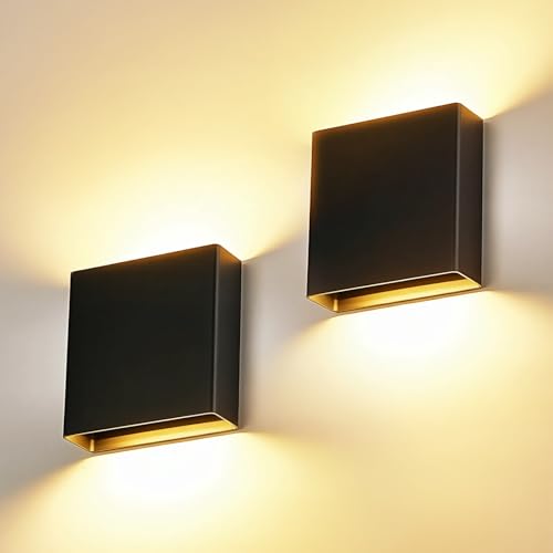 2 Pack Indoor Outdoor Black Up and Down LED Wall Light (2 Count)