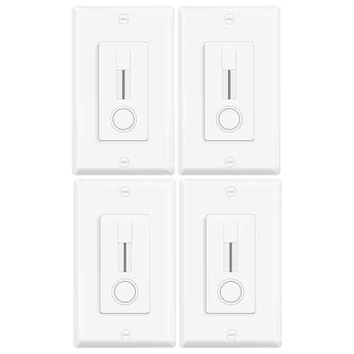 4 Pack LED Slide Dimmer Switch No Neutral Wire Required (4 Count)