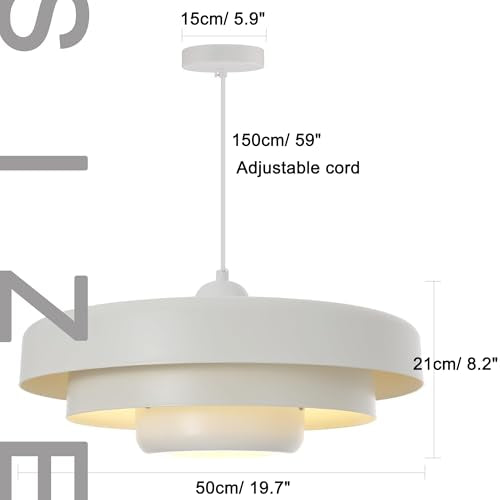 Vintage Pendant Light with White Metal Shade