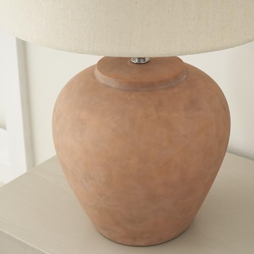 Home 20" Rustic Terracotta Ceramic Table Lamp with Fabric Shade