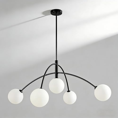 5 Light Contemporary Black Chandeliers for Dining Room Light Fixture