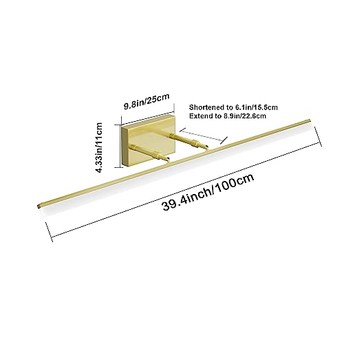 Brushed Brass Vanity Light Fixtures 40inch Modern LED Bathroom Fixtures Gold Vanity Lighing for Bathroom Wall Light Fixtures 5500K