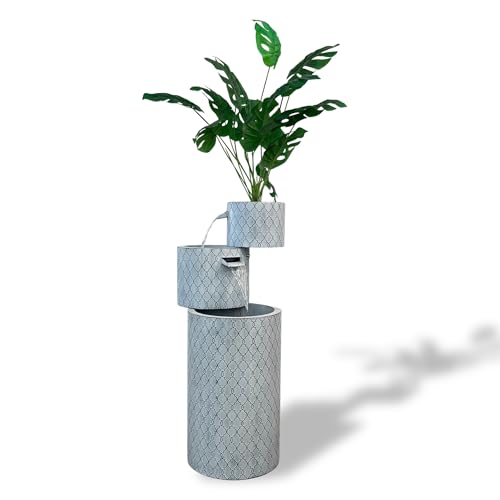 33.5" Zinc Metal Tiered Water Fountain with Planter