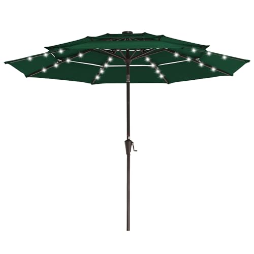 9 ft 3 Tier Outdoor LED Lighted Patio Umbrella w