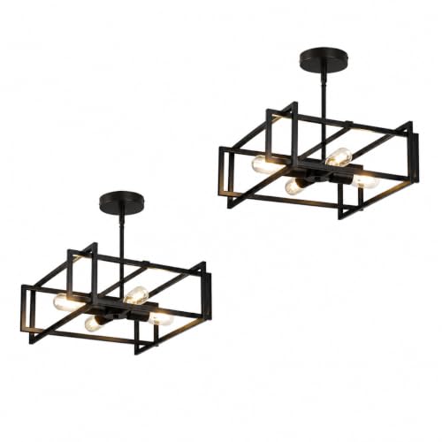Modern Black Semi Flush Mount Ceiling Light Fixture 16.5" (2 Count)