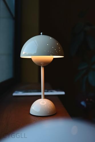 Modern Flower Bud Lamp 12" Cordless Touch Lamp Dimmable 2600mAh Rechargeable Desk Lamp Nordic Minimalist Mushroom Lamp Nightstand Bedside Lamp for Bedroom Living Room